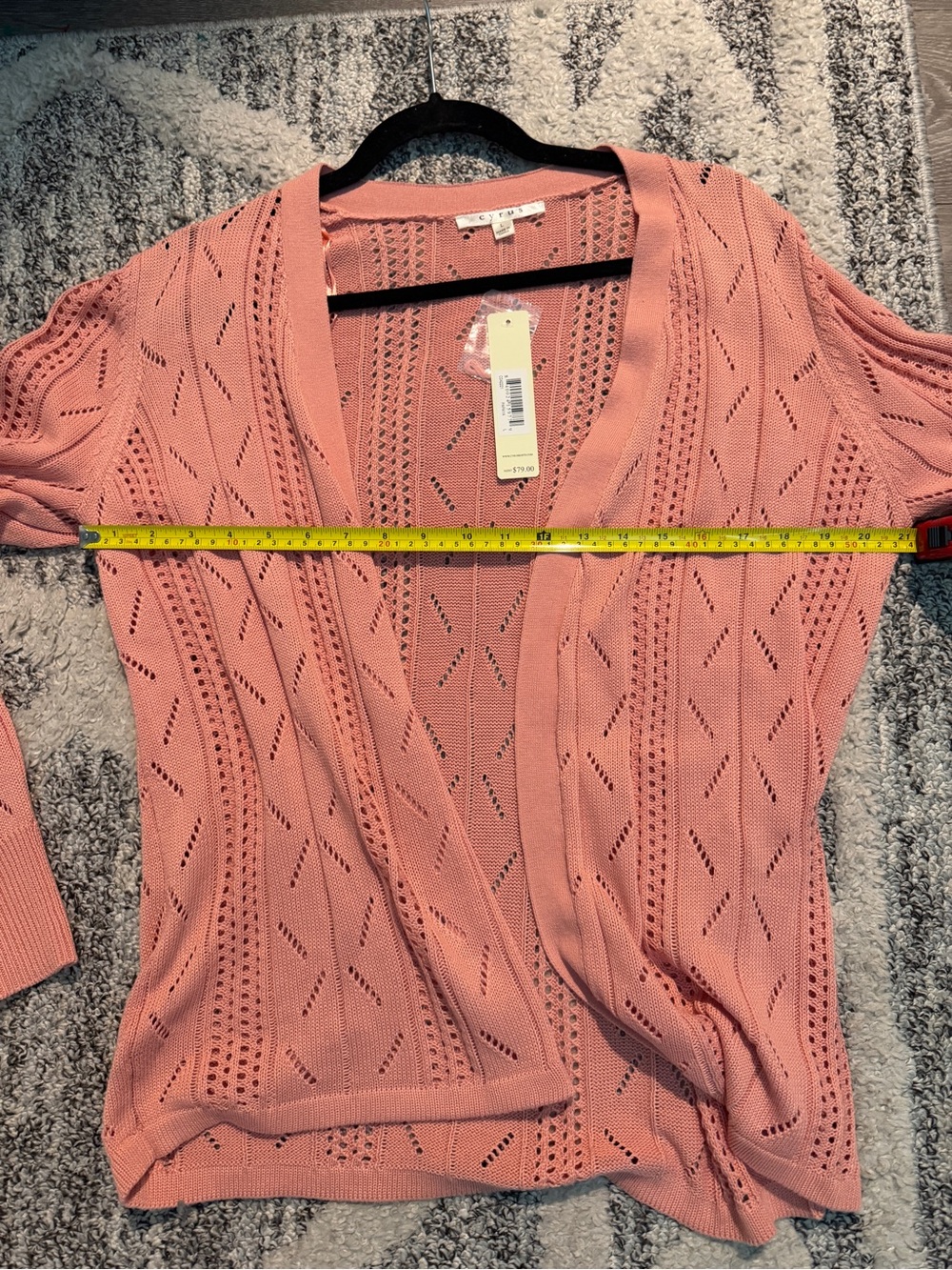 NWT Cyrus Women's Pointelle Open-Front Cardigan Sweater - Picture 4 of 5